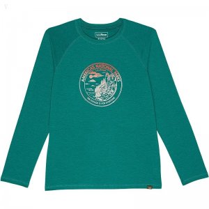 L.L.Bean Everyday Sun Smart Long Sleeve Tee (Big Kids) Warm Teal National Parks ID-Amp3Ga5o