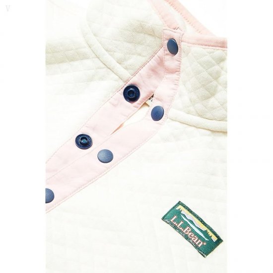 L.L.Bean Quilted Snap 1/4 Pullover (Big Kids) Cream/Sugarplum ID-9iB2Nomu