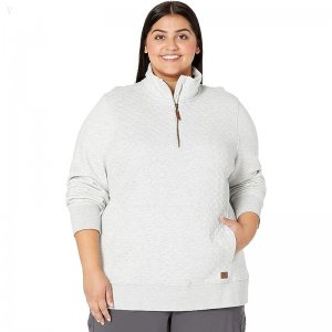 L.L.Bean Plus Size Quilted Sweatshirt 1/4 Zip Pullover Long Sleeve Light Gray Heather ID-leHqSBeD