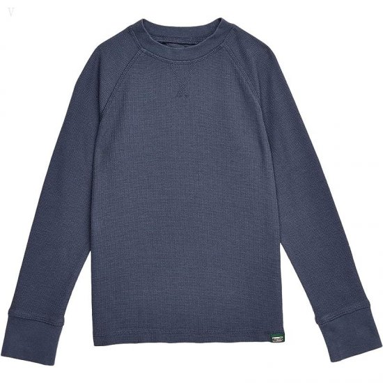 L.L.Bean Unshrinkable Mini Waffle Long Sleeve (Big Kids) Carbon Navy ID-NxDvrOU3