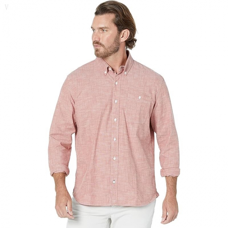 L.L.Bean Comfort Stretch Chambray Shirt Long Sleeve Traditional Fit Pale Sienna ID-awMlCnDK - Click Image to Close