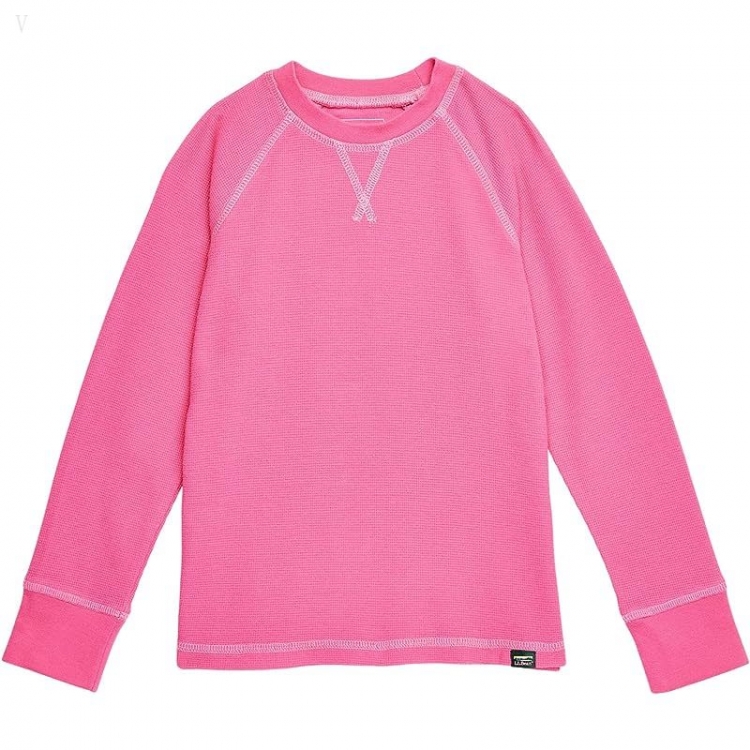 L.L.Bean Unshrinkable Mini Waffle Long Sleeve (Little Kids) Pink Berry ID-WnMzWpQc - Click Image to Close