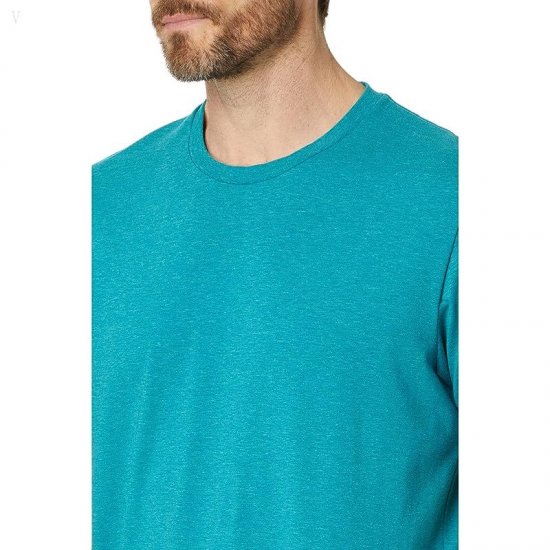 L.L.Bean Comfort Stretch Pima Short Sleeve Tee Shirt Deep Azure Heather ID-GrD5LAiL