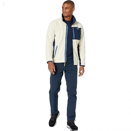 L.L.Bean Mountain Classic Windproof Fleece Jacket Natural/Nautical Navy ID-YBQtXr3U