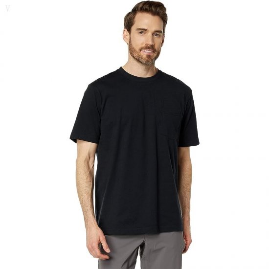 L.L.Bean Carefree Unshrinkable Tee with Pocket Short Sleeve Black ID-5QBAQ5Um