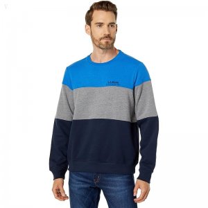 L.L.Bean 1912 Sweatshirt Crew Neck Color-Block Regular Classic Navy/Deep Sapphire ID-NoEoPxUE
