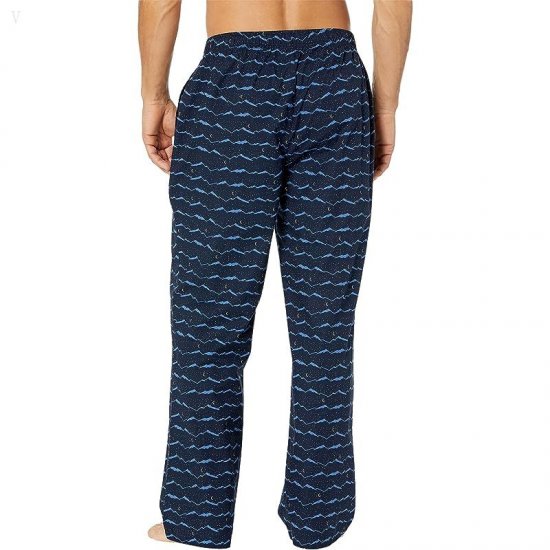 L.L.Bean Comfort Stretch Woven Sleep Pants Regular Classic Navy Night Mountain ID-VqOWY3BV
