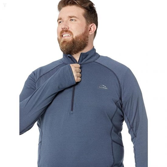 L.L.Bean Midweight Base Layer 1/4 Zip - Tall Carbon Navy ID-1wnRZe1L