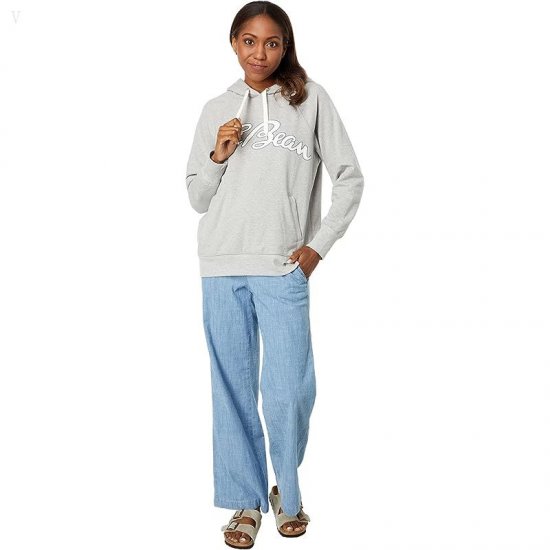 L.L.Bean 24/7 Sweats Hoodie Logo Light Gray Heather/Script Logo ID-lBHrfwTR