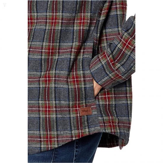 L.L.Bean Scotch Plaid Hooded Shirt Slightly Fitted Regular Grey Stewart ID-GRRl6GE8