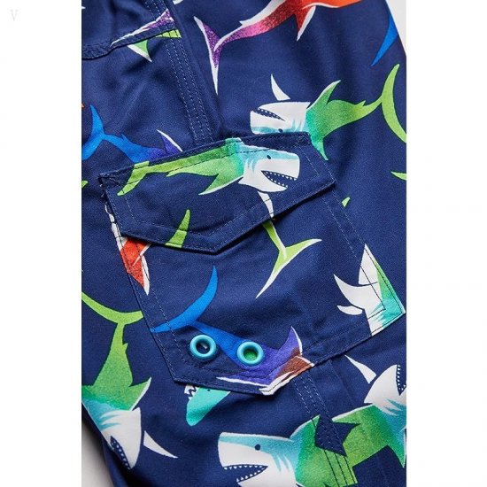 L.L.Bean Beansport Swim Shorts Print (Big Kids) Light Azure Sharks ID-4LQtWs5w