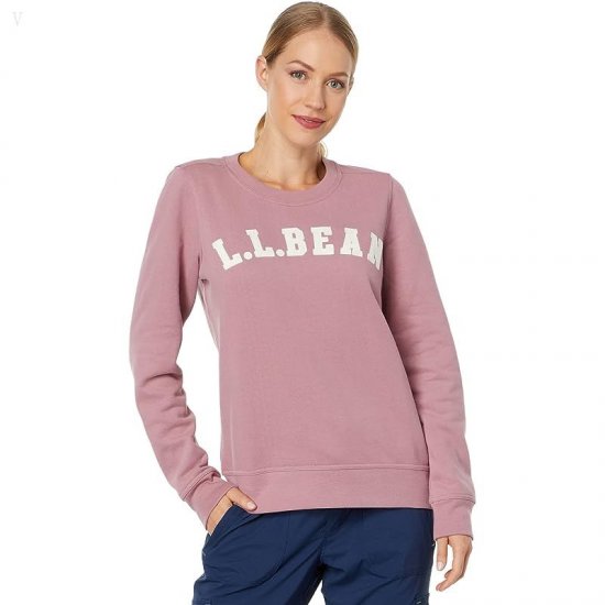 L.L.Bean 1912 Crew Neck Sweatshirt Logo Washed Orchid Collegiate Logo ID-zVPLj2CN