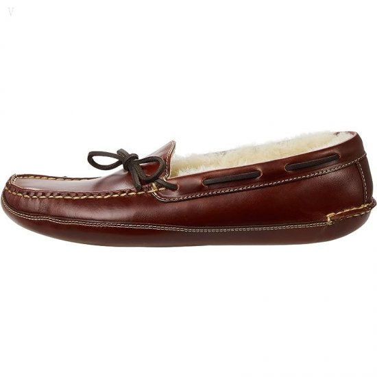L.L.Bean Leather Double-Sole Slippers Shearling Lined Brown ID-bIoohNaw