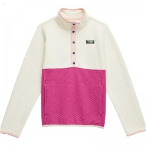 L.L.Bean Quilted Snap 1/4 Pullover (Big Kids) Cream/Sugarplum ID-9iB2Nomu