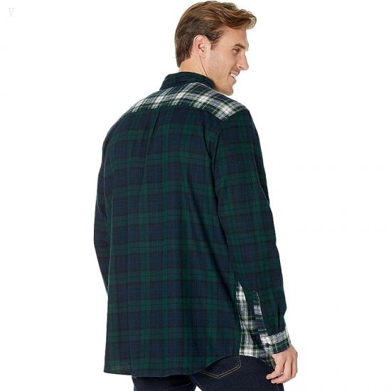 L.L.Bean Scotch Plaid Flannel Traditional Fit Shirt - Tall Black Watch Patchwork ID-MtnFAnUh