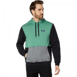 L.L.Bean Quilted Pullover Hoodie Color-Block Dark Charcoal/Clover ID-gKa1CgFr