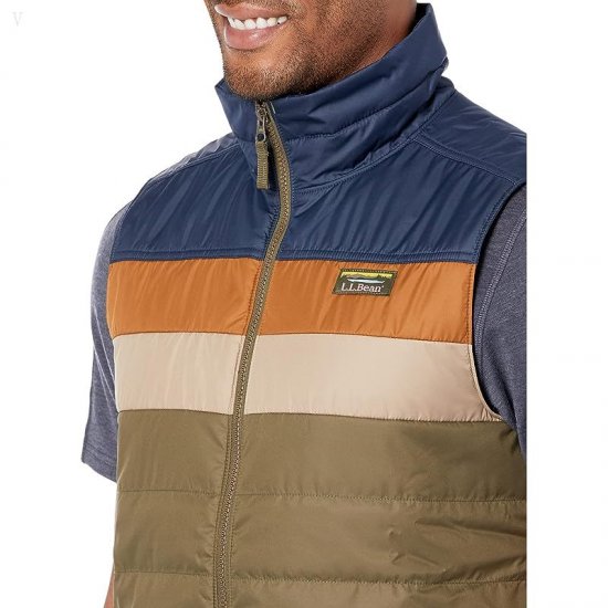 L.L.Bean Mountain Classic Puffer Vest Color-Block Kelp Green/Nautical Navy ID-g21QSg0G
