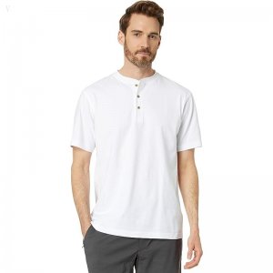 L.L.Bean Carefree Unshrinkable Henley T-Shirt Short Sleeve White ID-DvUaPihM