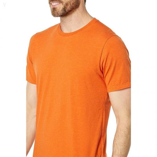 L.L.Bean Comfort Stretch Pima Short Sleeve Tee Shirt Peak Orange Heather ID-IFgnjOo4