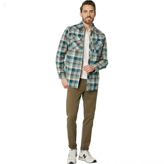 L.L.Bean Katahdin Performance Flannel Shirt Plaid Eucalyplus/Deep Admiral Blue ID-6Zcqu0CF