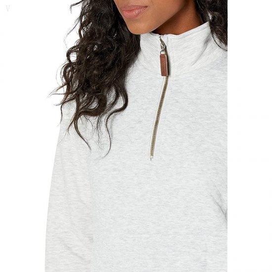 L.L.Bean Petite Quilted Sweatshirt 1/4 Zip Pullover Long Sleeve Light Gray Heather ID-1dxSO763