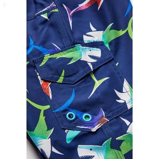 L.L.Bean Beansport Swim Shorts Print (Little Kids) Light Azure Sharks ID-Ni9to93w