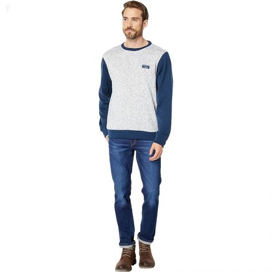 L.L.Bean Lightweight Sweater Fleece Top Long Sleeve Color-Block Regular Light Gray Heather/Mariner Blue Heather ID-CWHlK1oF