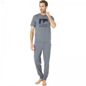 L.L.Bean Wicked Soft Knit Pajamas Short Sleeve Regular Gray Heather ID-LrTgVBb2