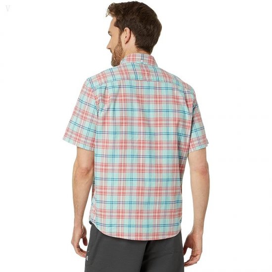 L.L.Bean Comfort Stretch Oxford Short Sleeve Slightly Fitted Plaid Mineral Red Plaid ID-JMB0jrIf