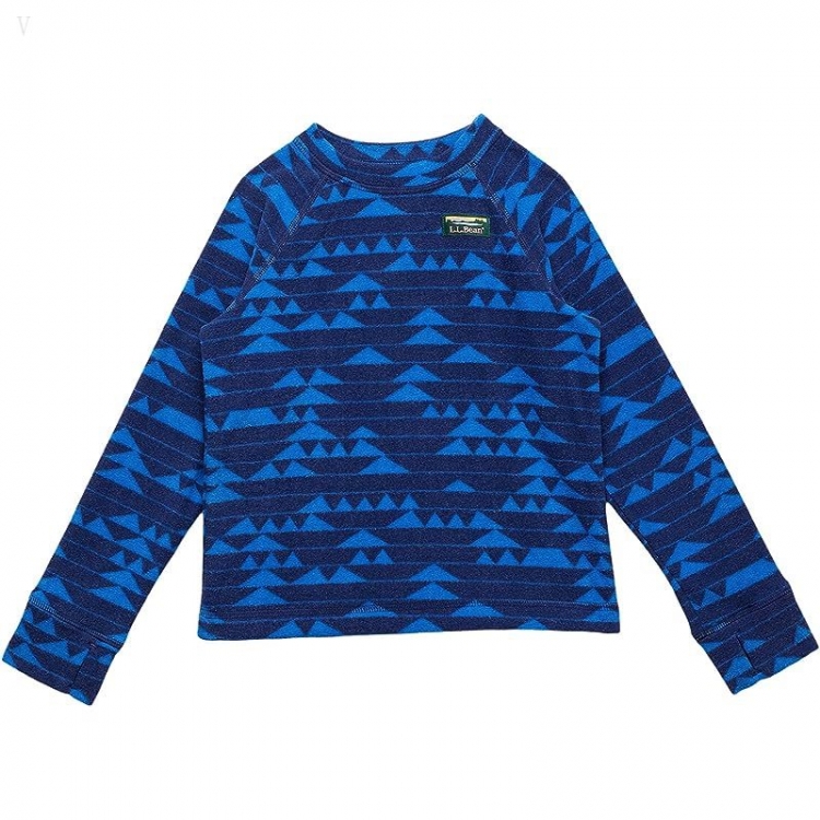L.L.Bean Fitness Fleece Long Sleeve Tee Print (Big Kids) Deep Sapphire/Mountain Print ID-wAWC5S6E - Click Image to Close