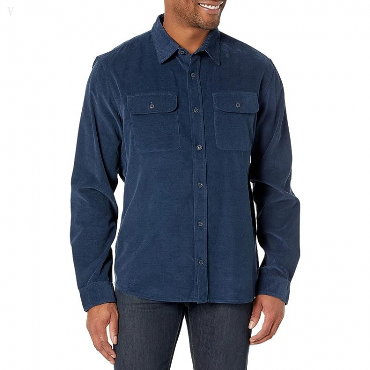 L.L.Bean Signature Microwale Corduroy Shirt Regular Mariner Blue ID-xuExItCf - Click Image to Close