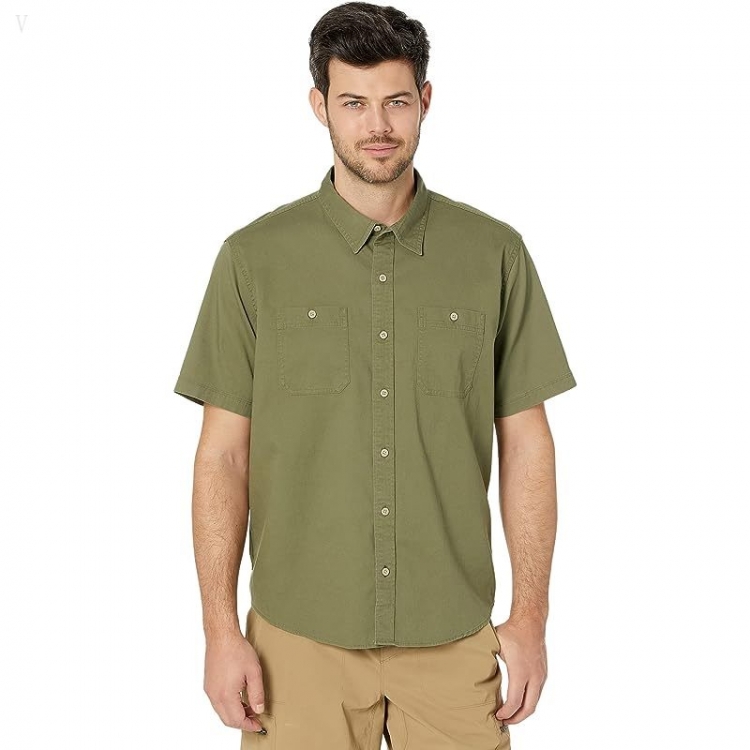 L.L.Bean Lakewashed Camp Shirt Short Sleeve Traditional Fit Deep Olive ID-x1eQafV8 - Click Image to Close