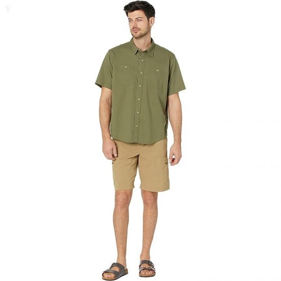 L.L.Bean Lakewashed Camp Shirt Short Sleeve Traditional Fit Deep Olive ID-x1eQafV8