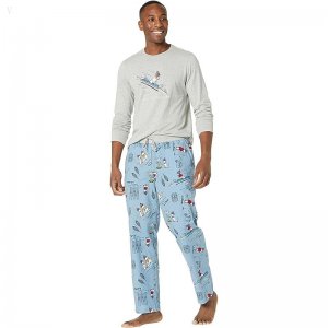 L.L.Bean Camp Pajamas Set Regular Light Gray Heather ID-49827k1Q