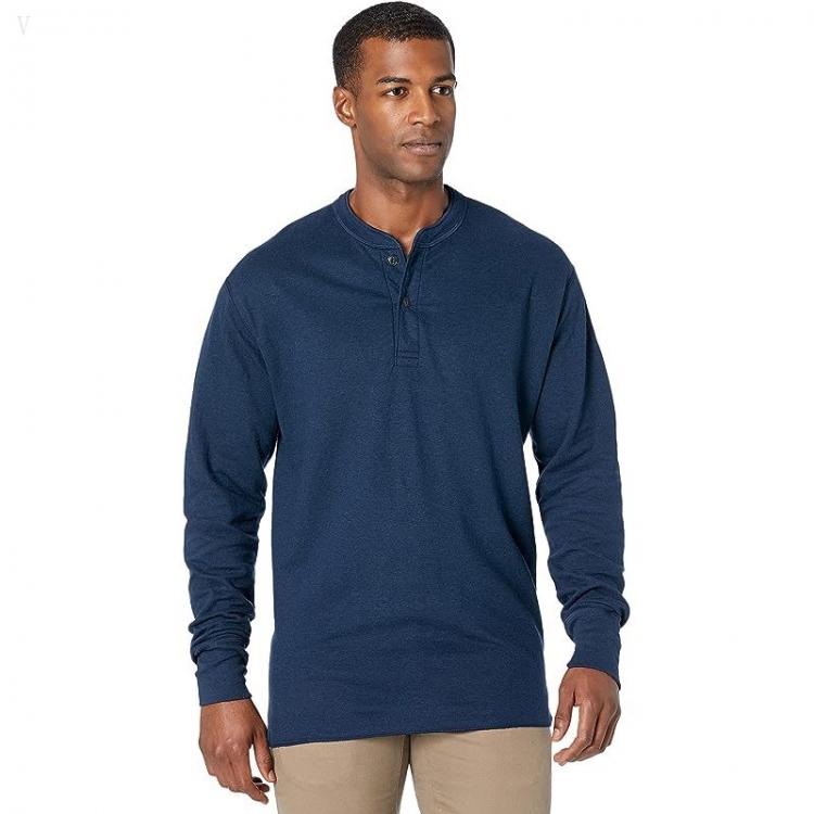 L.L.Bean River Driver Shirt Long Sleeve Henley Regular Bright Navy Heather ID-hIkqjE6d - Click Image to Close
