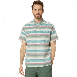 L.L.Bean SunSmart Cool Weave Woven Shirt Stripe Short Sleeve Deep Azure Stripe ID-Ghy4kLV4