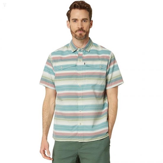 L.L.Bean SunSmart Cool Weave Woven Shirt Stripe Short Sleeve Deep Azure Stripe ID-Ghy4kLV4