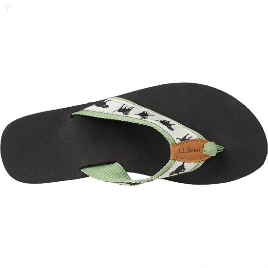 L.L.Bean Classic Maine Isle Flip-Flop 3 Motif Cream/Green Tea Lab Fetch ID-jW7Dguu7