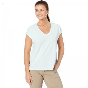 L.L.Bean Petite Beyond Soft Short Sleeve V-Neck Tee Nautical Aqua ID-4v4dwAIu
