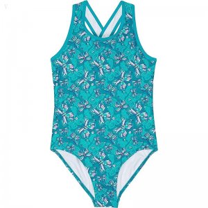 L.L.Bean Watersports Swim One-Piece (Little Kids) Teal Blue Butterfly ID-m6PdlJzo