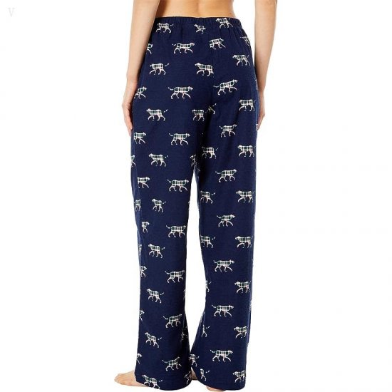 L.L.Bean Bean\'s Flannel Pants Print Bright Navy Plaid Dog ID-6VVnUFqo