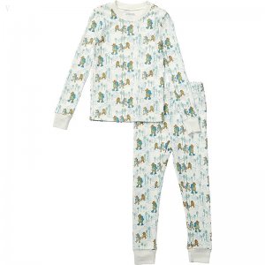 L.L.Bean Organic Cotton Fitted Pajamas (Little Kids) Cream Hiking Animals ID-TdNuFmCQ