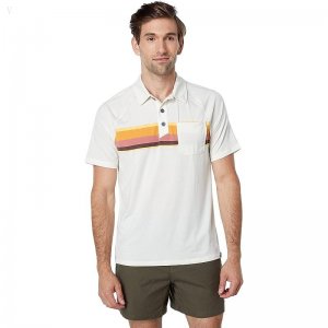 L.L.Bean Everyday SunSmart Polo Short Sleeve Print Cream/Multi Stripe ID-duYPhJeW