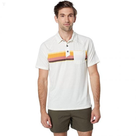 L.L.Bean Everyday SunSmart Polo Short Sleeve Print Cream/Multi Stripe ID-duYPhJeW