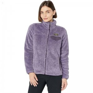 L.L.Bean Petite Hi-Pile Fleece Full Zip Jacket Muted Purple Heather/Alloy Gray ID-hFKHekb2