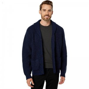 L.L.Bean Classic Raggwool Cardigan Sweater Regular Nautical Navy ID-miId46BS