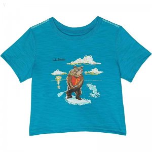 L.L.Bean Graphic Tee Short Sleeve Glow in The Dark (Toddler) Aquamarine Paddle Bear ID-bhTYo9ly