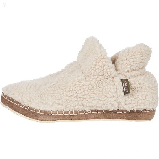 L.L.Bean Cozy Slipper Bootie Pile Fleece Natural ID-o2ONdTNf