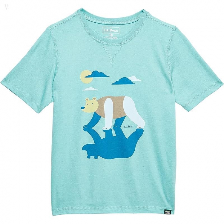 L.L.Bean Organic Short Sleeve Tee (Big Kids) Ocean Teal Bear ID-kYnixcMt - Click Image to Close