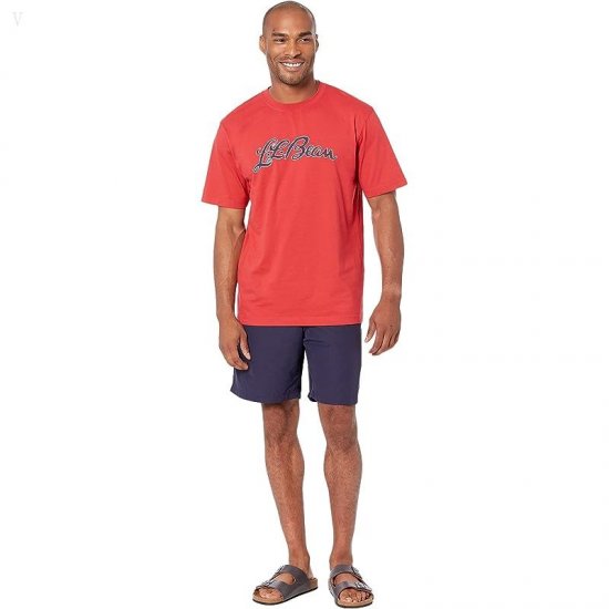 L.L.Bean Carefree Unshrinkable Tee without Pocket Short Sleeve Logo Maritime Red/Script Logo ID-kFlvhSu2